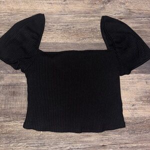 H&M Elegant Black Ribbed Women's Top